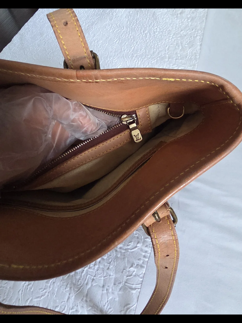 Louis Vuitton Monogram Canvas Shoulder Bag in Brown and Tan